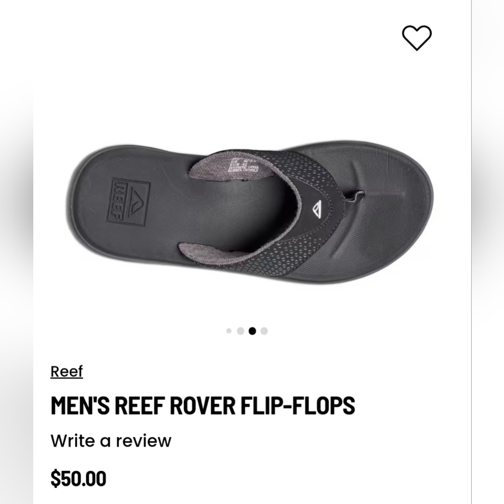 Men's Reef Rover Black Flip Flops - Picture 7 of 10